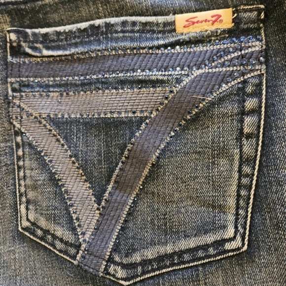 Seven7 Womens Jeans Blue Strecth Denim Plus 20 Luxe Distressed Wide Boot Leg - Picture 2 of 13